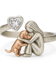 Loyal Companion | Sterling Silver Dog Ring | Heart-Shaped Zirconia | Adjustable Fit 1