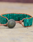 Malachite Leather Bracelet | Genuine Leather 0