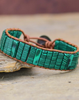 Malachite Leather Bracelet | Genuine Leather 1