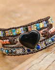 Natural Onyx Love Wrap Bracelet | Leather 2