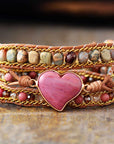 Natural Rhodonite Love Wrap Bracelet | Gemstone 0