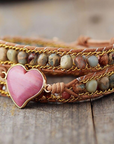 Natural Rhodonite Love Wrap Bracelet | Gemstone 2