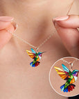 Nature's Charm Necklace | Colorful Jewelry | Hummingbird Pendant | Elegant Gift 0