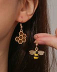 Nature's Charm | Honeycomb Earrings | Bee Drop Earrings | Unique Jewelry 0
