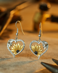 Nature's Charm | Vintage Heart Dangle Earrings | Sunflower Jewelry | Boho Style Accessories 0
