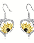 Nature's Charm | Vintage Heart Dangle Earrings | Sunflower Jewelry | Boho Style Accessories 1