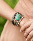 Ocean Jasper Wrap Bracelet | Genuine Leather 1