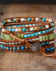 Ocean Jasper Wrap Bracelet | Genuine Leather 2