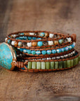 Ocean Jasper Wrap Bracelet | Genuine Leather 3