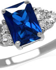 Octagon Cut Sapphire Ring | White Gold 0