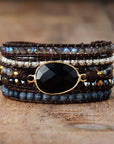 Onyx Moonlight Wrap Bracelet | Leather 0