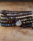Onyx Moonlight Wrap Bracelet | Leather 2