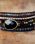 Onyx Moonlight Wrap Bracelet | Leather 3