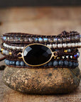 Onyx Moonlight Wrap Bracelet | Leather 5