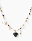 Onyx and Pearl Pendant Necklace | Stainless Steel 2