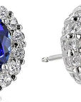 Oval White Sapphire Stud Earrings | White Gold 0