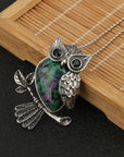 Owl Wisdom Pendant Necklace | Natural Crystal 10