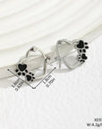 Paw Heart Huggie Earrings | Silver-tone Hoop Earrings | Black Enamel Accents | Pet Lover Jewelry 2