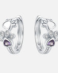Paw Love Earrings | Sterling Silver Hoops | Heart Gem Accents | Pet Tribute 0