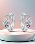Paw Love Earrings | Sterling Silver Hoops | Heart Gem Accents | Pet Tribute 1