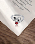 Paw Love | Adjustable Ring | Red Gemstone | Sterling Silver 1
