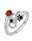 Paw Love | Adjustable Ring | Red Gemstone | Sterling Silver 4