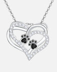 Paw Print Heart Necklace | Zirconia 1