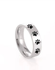 Paw Print Memorial Ring | Stainless Steel Jewelry | Pet Tribute Ring 0