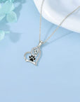 Paw Print and Bone Necklace | Silver-Plated Alloy 1