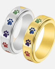 Paw Serenity Ring | Anti-Stress Spinner | Stainless Steel Paw Print Ring 2
