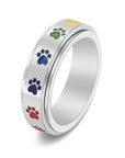 Paw Serenity Ring | Anti-Stress Spinner | Stainless Steel Paw Print Ring 5