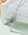 Paw & Cross Necklace | 925 Sterling Silver 0