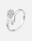 Pet Love | Adjustable Ring | 925 Sterling Silver | Hand and Paw Print Design 0