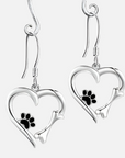 Pet Lover's Heart | Silver Drop Earrings | Paw Print Jewelry | Heart Design Accessories 0