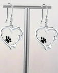 Pet Lover's Heart | Silver Drop Earrings | Paw Print Jewelry | Heart Design Accessories 3