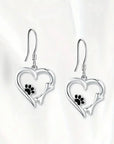 Pet Lover's Heart | Silver Drop Earrings | Paw Print Jewelry | Heart Design Accessories 4