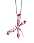 Pink Dragonfly Crystal Pendant Necklace | Austrian Crystal 0