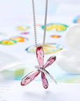Pink Dragonfly Crystal Pendant Necklace | Austrian Crystal 1