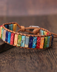 Rainbow Jasper Leather Wrap Bracelet | Leather 3