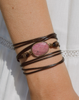 Rhodonite Wrap Bracelet | Vegan Leather 3