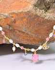 Rhodonite and Pearl Necklace | Stainless Steel 3