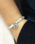 Rose Quartz and Amazonite Bead Mala Bracelet | Gemstone 7