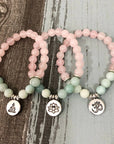 Rose Quartz and Amazonite Bead Mala Bracelet | Gemstone 8