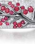 Ruby Blossom Tree Ring | White Gold 1