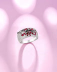 Ruby Blossom Tree Ring | White Gold 2