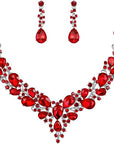 Ruby Crystal Cluster Jewelry Set | White Gold 0