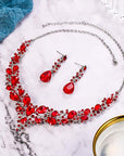 Ruby Crystal Cluster Jewelry Set | White Gold 1