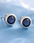 Sapphire Bezel Stud Earrings | White Gold 1