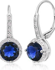 Sapphire Halo Dangle Earrings | White Gold 0
