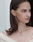 Sapphire Heart Stone Cross Necklace | White Gold 1